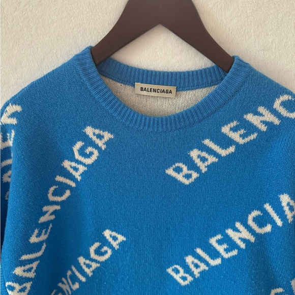 Authentic XS Balenciaga Intarsia Logo Jumper - Picture 6 of 8